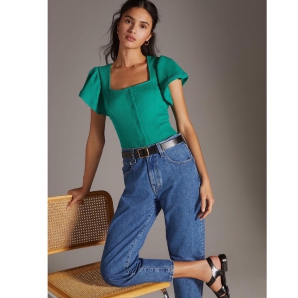 Anthropologie Green Dolan Top
